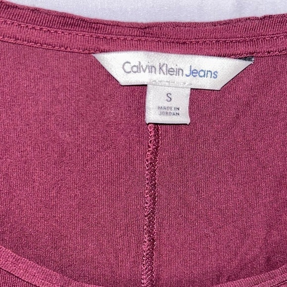 Calvin Klein Jeans Shirt Quarter Sleeve Scoop Crew Neck Slit Back Pullover Top - Picture 4 of 8